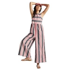 Maeve By Anthropologie Women's Striped Back Button Wide-Leg‎ Jumpsuit Size XS